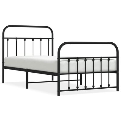 vidaXL Cadre de lit métal sans matelas avec pied de lit noir 100x190cm