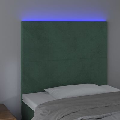 vidaXL Tête de lit à LED Vert foncé 100x5x118/128 cm Velours