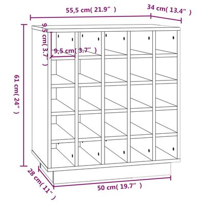 vidaXL Armoire à vin Gris 55,5x34x61 cm Bois de pin massif