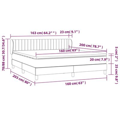 vidaXL Sommier à lattes de lit avec matelas Crème 160x200 cm Tissu