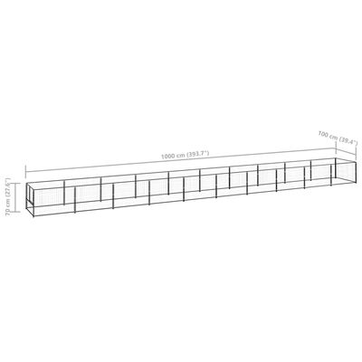 vidaXL Chenil Noir 10 m² Acier