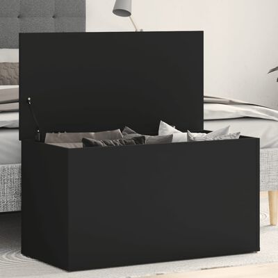 vidaXL Coffre de rangement Noir 84x42x46 cm Bois d'ingénierie