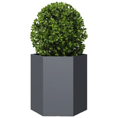 vidaXL Jardinière anthracite hexagone 46x40x45 cm acier