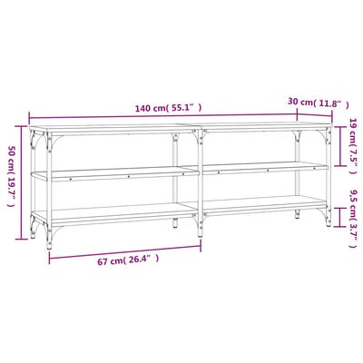 vidaXL Meuble TV chêne fumé 140x30x50 cm bois d'ingénierie