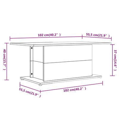 vidaXL Table basse blanc 102x55,5x40 cm bois d'ingénierie