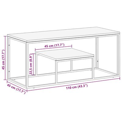 vidaXL Table basse doré acier inoxydable et bois de mélèze massif