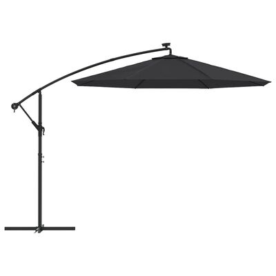 vidaXL Parasol de jardin en porte-à-faux et lumières LED mât en acier