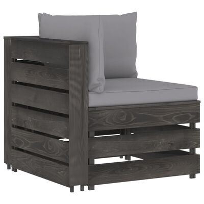 vidaXL Salon de jardin 6 pcs avec coussins Bois imprégné de gris