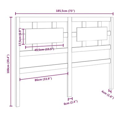 vidaXL Tête de lit Marron miel 185,5x4x100 cm Bois massif de pin