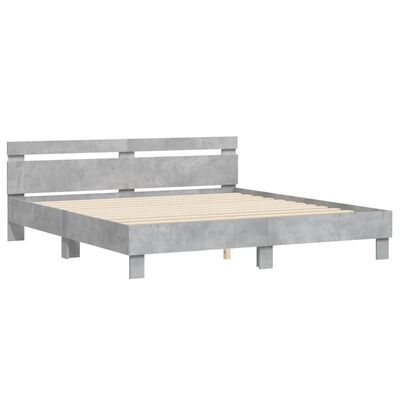 vidaXL Cadre de lit avec LED sans matelas gris béton 180x200 cm