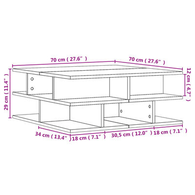 vidaXL Table basse noir 70x70x29 cm bois d'ingénierie