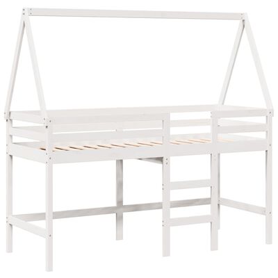 vidaXL Lit superposé et échelle et toit blanc 80x200cm bois pin massif