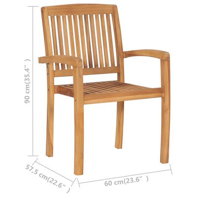 vidaXL Chaises empilables à manger de jardin lot de 2 Bois teck solide