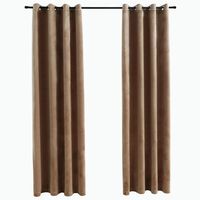 vidaXL Rideaux occultants avec anneaux 2 pcs Velours Beige 140x175 cm