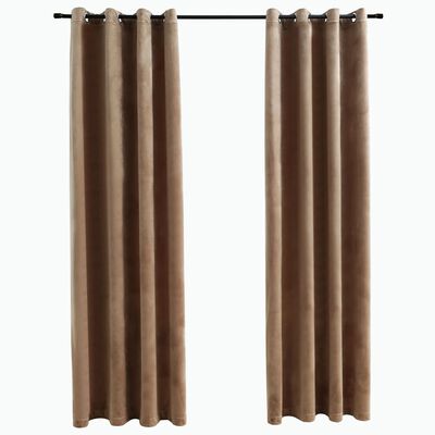 vidaXL Rideaux occultants avec anneaux 2 pcs Velours Beige 140x175 cm