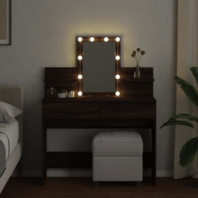 vidaXL Coiffeuse avec LED chêne marron 100x40x130 cm