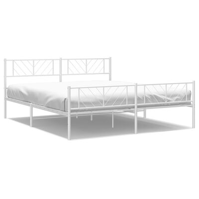 vidaXL Cadre de lit métal sans matelas et pied de lit blanc 193x203 cm