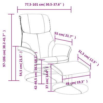 vidaXL Fauteuil inclinable avec repose-pied noir similicuir