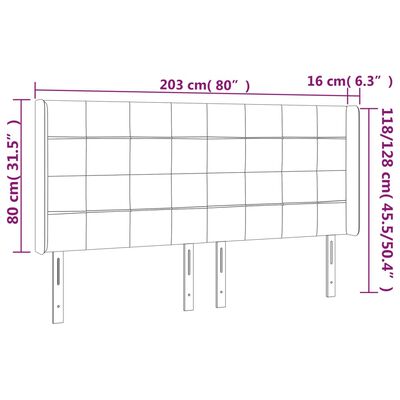 vidaXL Tête de lit à LED Vert foncé 203x16x118/128 cm Velours