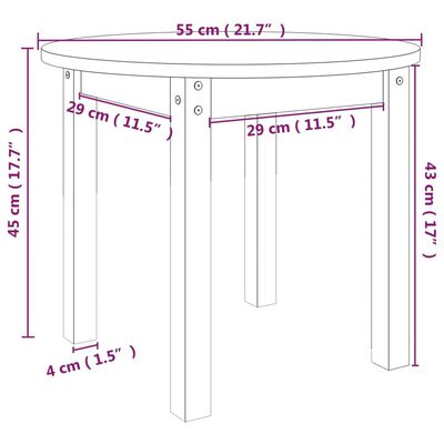 vidaXL Table basse Noir Ø 55x45 cm Bois massif de pin