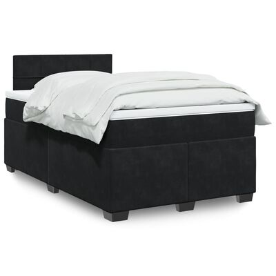 vidaXL Sommier à lattes de lit avec matelas noir 120x190 cm velours