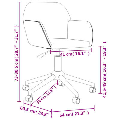 vidaXL Chaise pivotante de bureau Gris foncé Tissu