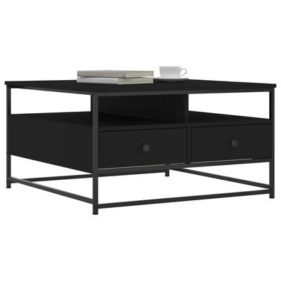 vidaXL Table basse noir 80x80x45 cm bois d'ingénierie