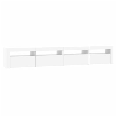 vidaXL Meuble TV avec lumières LED Blanc 240x35x40 cm