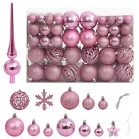 vidaXL Ensemble de boules de Noël 111 pièces rose polystyrène