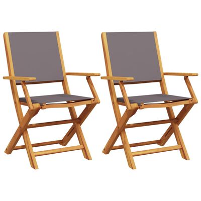 vidaXL Chaises de jardin lot de 2 anthracite bois acacia massif tissu