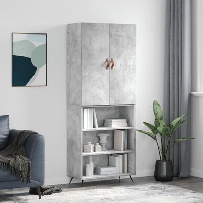 vidaXL Buffet haut Gris béton 69,5x34x180 cm Bois d'ingénierie