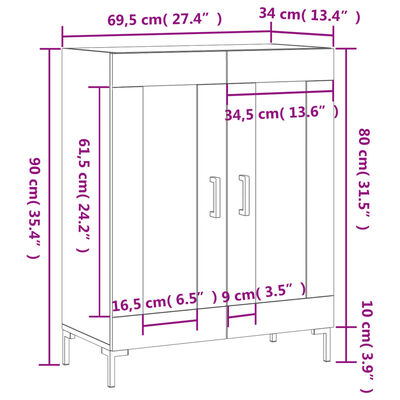 vidaXL Buffet noir 69,5x34x90 cm bois d'ingénierie