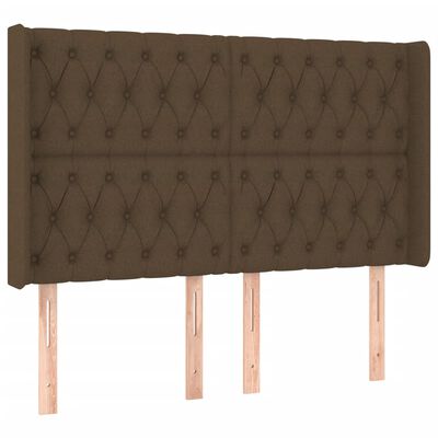 vidaXL Tête de lit à LED Marron foncé 147x16x118/128 cm Tissu