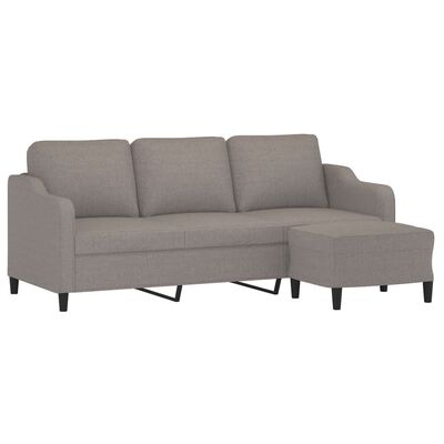 vidaXL Canapé à 3 places avec repose-pieds Taupe 180 cm Tissu