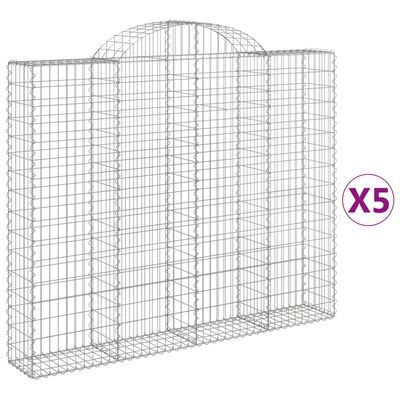 vidaXL Paniers à gabions arqués 5 pcs 200x30x160/180 cm Fer galvanisé