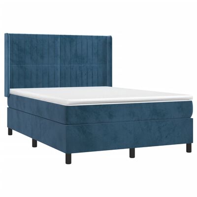 vidaXL Sommier à lattes de lit matelas et LED Bleu foncé 140x190 cm