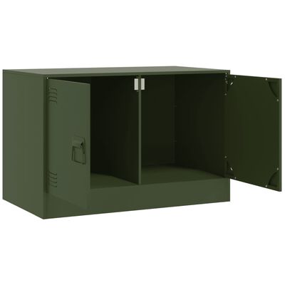 vidaXL Meuble TV vert olive 67x39x44 cm acier