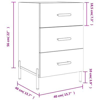 vidaXL Table de chevet sonoma gris 40x40x66 cm bois d'ingénierie