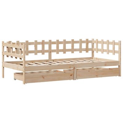 vidaXL Lit de jour avec tiroirs sans matelas 90x200 cm bois massif