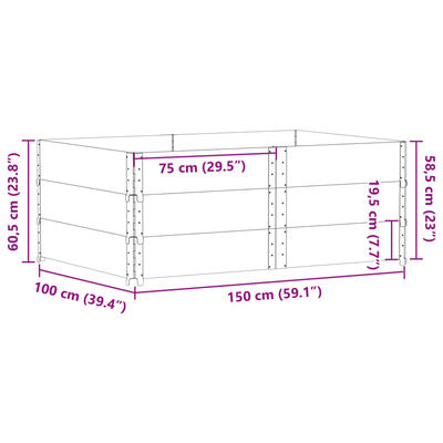 vidaXL Jardinière noir 150x100 cm bois massif de pin