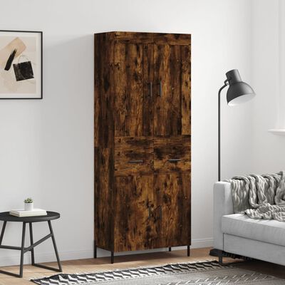 vidaXL Buffet haut Chêne fumé 69,5x34x180 cm Bois d'ingénierie