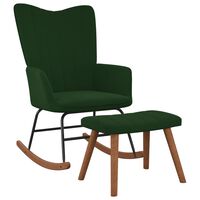 vidaXL Chaise à bascule avec repose-pied Vert foncé Velours