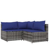 vidaXL Salon de jardin 3 pcs avec coussins Gris Résine tressée