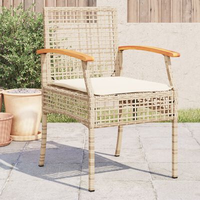 vidaXL Chaises de jardin coussins lot de 4 beige résine tressée acacia