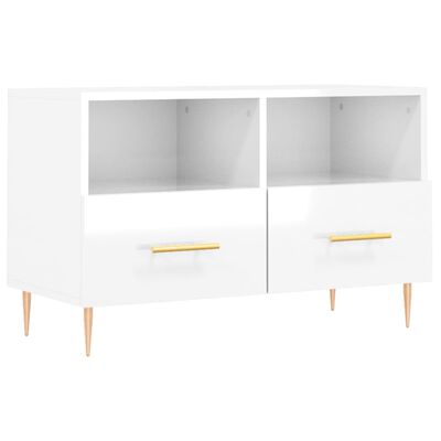 vidaXL Meuble TV Blanc brillant 80x36x50 cm Bois d'ingénierie