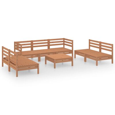 vidaXL Salon de jardin 8 pcs Marron miel Bois de pin massif