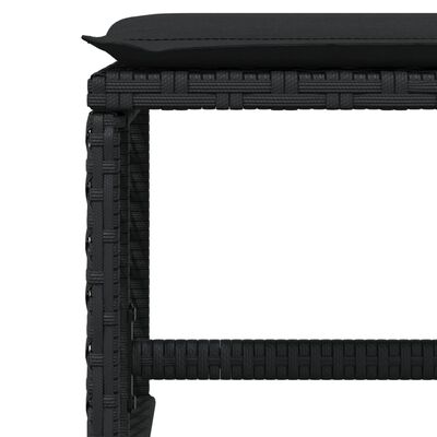 vidaXL Tabourets de jardin et coussins lot de 4 noir 41x41x36 cm rotin