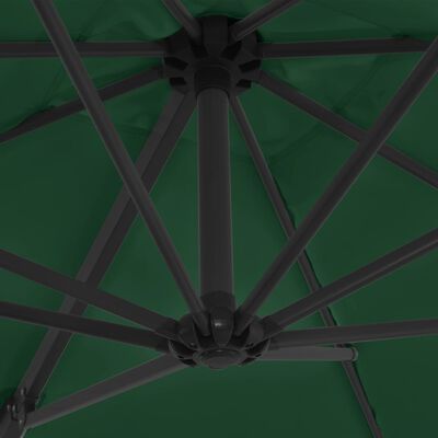 vidaXL Parasol de jardin en porte-à-faux avec mât en acier vert