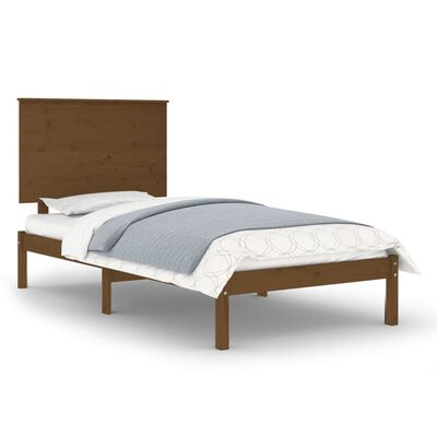 vidaXL Cadre de lit Marron miel Bois massif 75x190 cm Petit simple