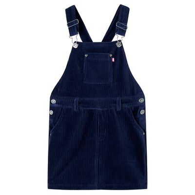 Robe salopette pour enfants velours côtelé bleu marine 140